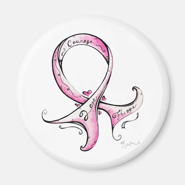 Rosa Ribbon Magnet (Vorne)