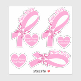 Rosa Ribbon mit Schmetterling Brustkrebs Überleben Aufkleber