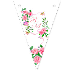 Rosa Ribbon Monogram Wimpelkette