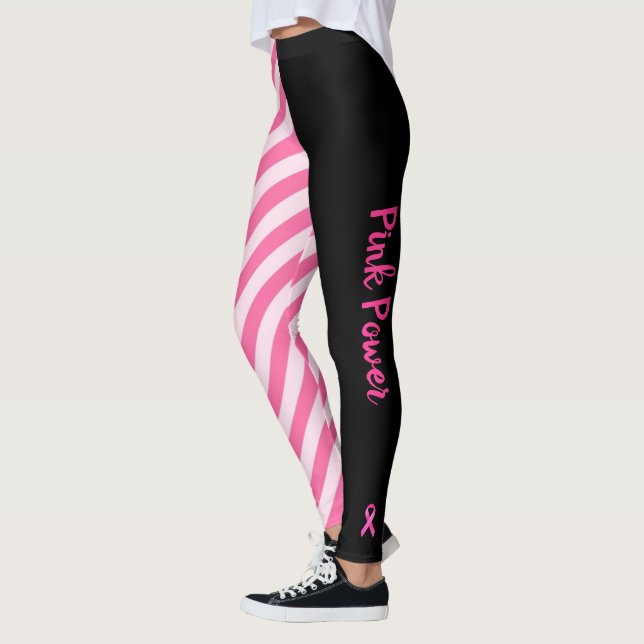 Rosa Ribbon Power Brustkrebs Überleben Komfort Leggings (Links)
