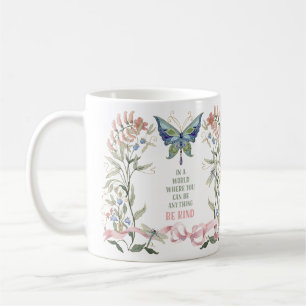Rosa Ribbon-Schmetterling Floral Aquarell Kind Kaffeetasse