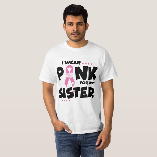 Rosa Ribbon Schwester Brustkrebs T-Shirt (Vorne ganz)