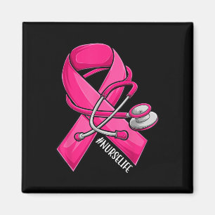 Rosa Ribbon Stethoskop Nurse Life Brustkrebs A Magnet