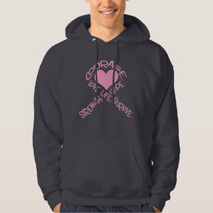 Rosa Ribbon Words Brustkrebs Hooded Sweatshirt
