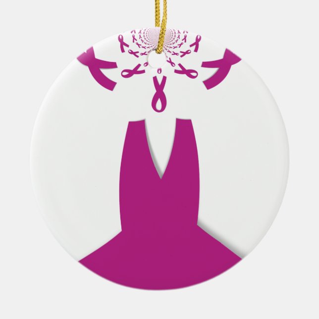 Rosa Ribbons Brustkrebs Keramikornament (Vorne)