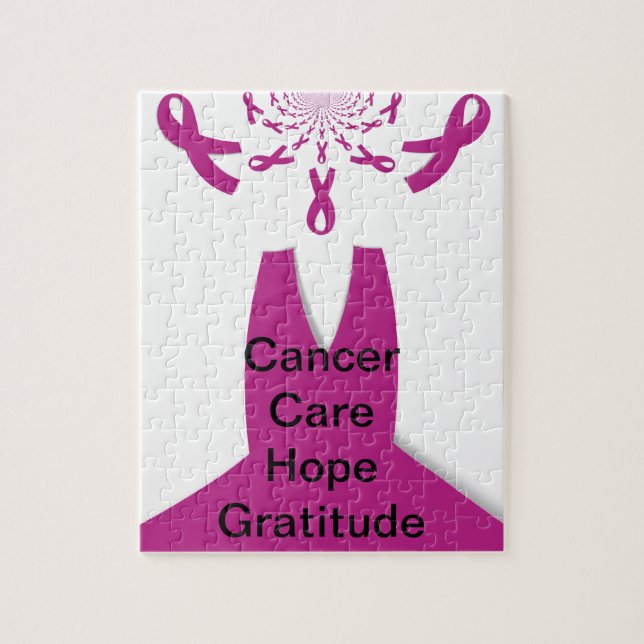 Rosa Ribbons Brustkrebs Puzzle (Vertikal)