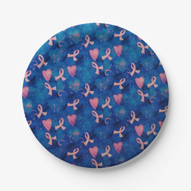 Rosa Ribbons und rosa Herz Teller (Vorderseite)