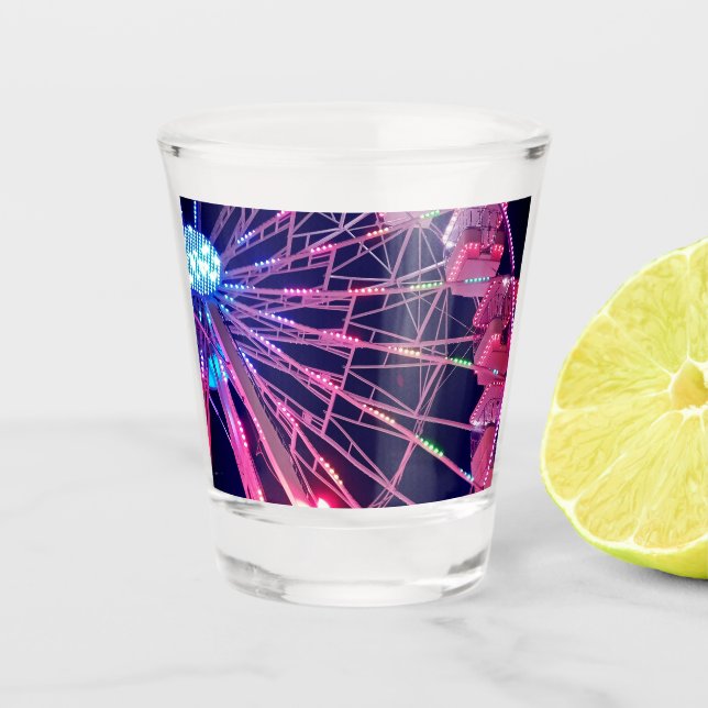 Rosa Riesenrad Schnapsglas (Vorderseite)
