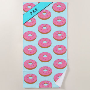 Rosa Ring Donut Motif - Fügen Sie Ihren Namen / In Strandtuch