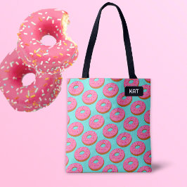 Rosa Ring Donut Toon Stil - Ihr Name / Initialen