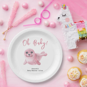 Rosa Robben-Babyparty Pappteller