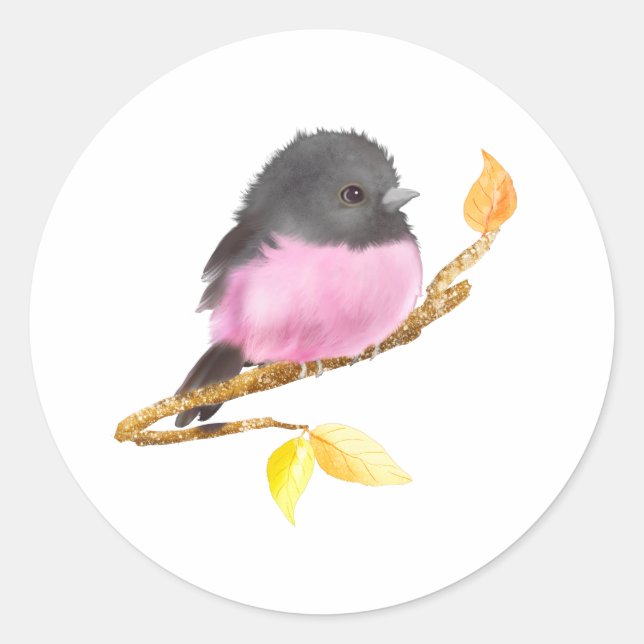 Rosa Robin Bird Sticker (Vorderseite)
