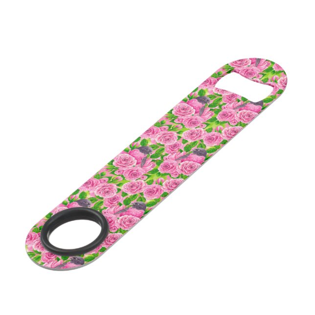 Rosa Robin und Rose Speed Flaschenöffner (Vorderseite Schrägansicht)