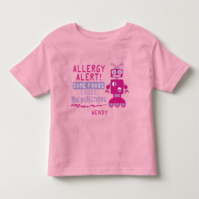 Rosa Robot Food Allergary Alert Shirt (Vorderseite)