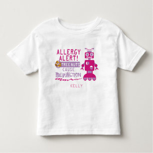 Rosa Roboter-Baum-Nuss-Allergie-Alarm-Mädchen Kleinkind T-shirt