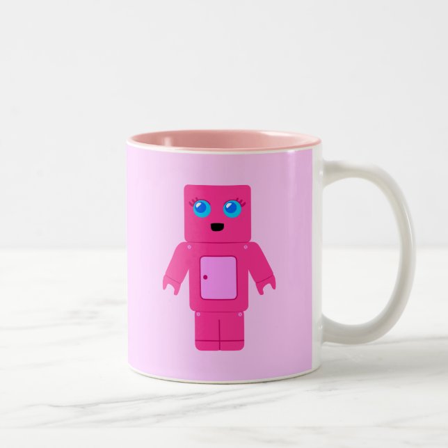 Rosa Roboter Zweifarbige Tasse (Rechts)