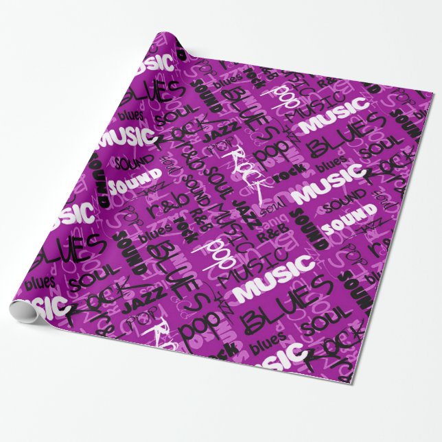 Rosa Rock Pop R & B - Musiktext-Umbruchpapier Geschenkpapier (Ungerollt)
