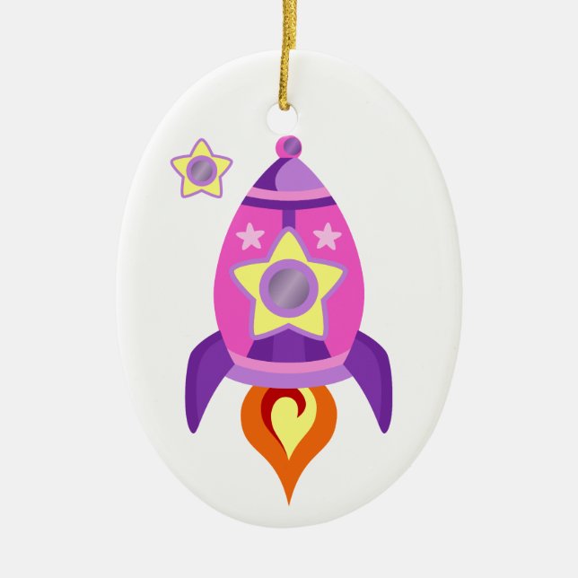 Rosa Rocket-Schiff Keramikornament (Vorne)