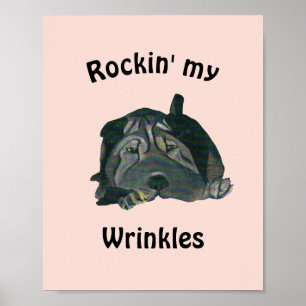 Rosa "Rockin" Meine Falten Schwarzes Sharpei Poste Poster