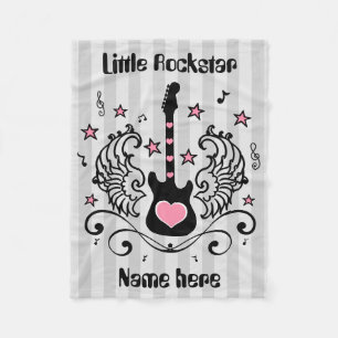Rosa Rockstargitarre mit Flügeln Fleecedecke