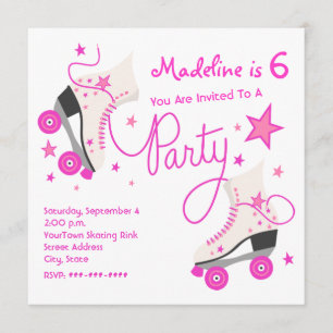 Rosa Rollen-Skate-Party Einladung