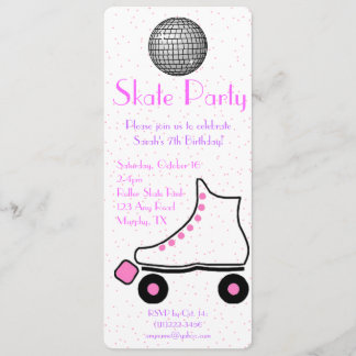 Rosa Roller Skate Geburtstag Einladung