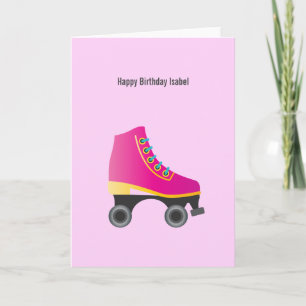Rosa Roller Skate Geburtstag Karte