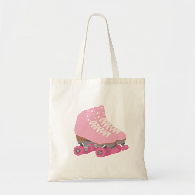 Rosa Rollerskates Tote Tag Tragetasche (Vorne)