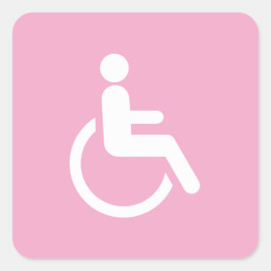 Rosa Rollstuhl – Bewusstsein für Barrierefreiheit Quadratischer Aufkleber