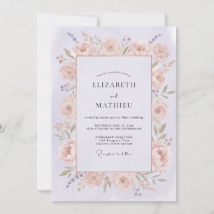 Rosa Romantische Blütenhochzeit Einladung