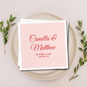Rosa Romantische Drehschrift Personalisiert Hochze Serviette