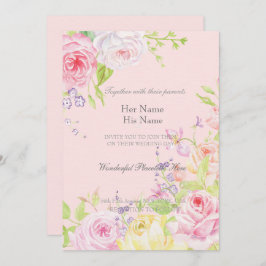 Rosa romantische Rose Einladung