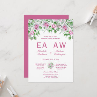 Rosa Romantische Rose Hochzeitsessen Probe Einladung