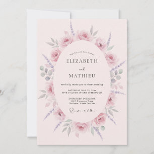 Rosa Romantische Wasserfarben-Hochzeit Einladung