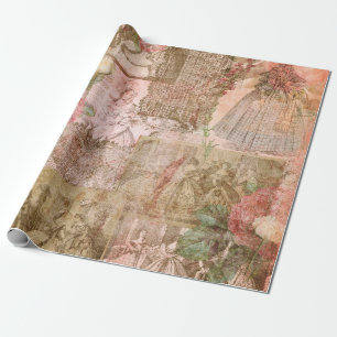 Rosa romantisches Jane-Leinen-Packpapier Geschenkpapier