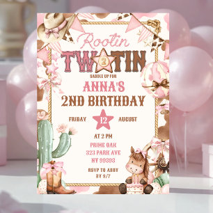 Rosa Rootin Two-Tin zweiter Geburtstag Einladung