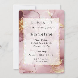 Rosa Rosa Abstrakte Blüte Geburtstag Einladung