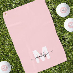 Rosa Rosa Anfangsname Monogramm Golfhandtuch