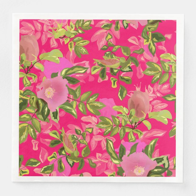 Rosa rosa angesagt, rosa wilde Rose angesagt Serviette (Vorderseite)