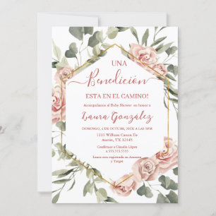 Rosa Rosa Babydusche Mädchen in Spanisch Einladung