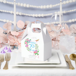 Rosa rosa Band 70. Geburtstag Geschenkschachtel