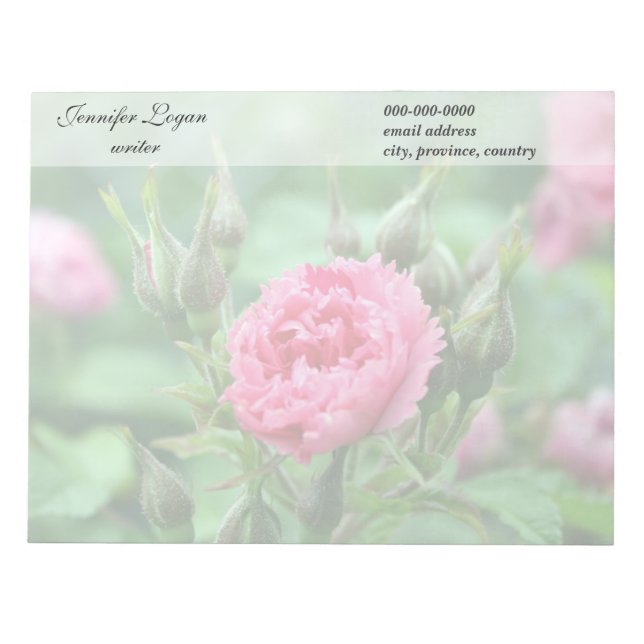 Rosa rosa Blume, Blumenfotografie. Notizblock (Vorderseite)