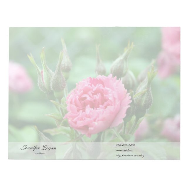 Rosa rosa Blume, Blumenfotografie. Notizblock (Vorderseite)