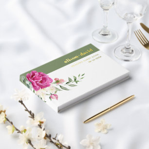 Rosa Rosa Blume Eukalyptus-Zweig Hochzeitfolie Gästebuch