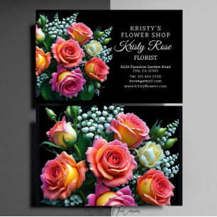 Rosa Rosa Blume Florist Visitenkarte