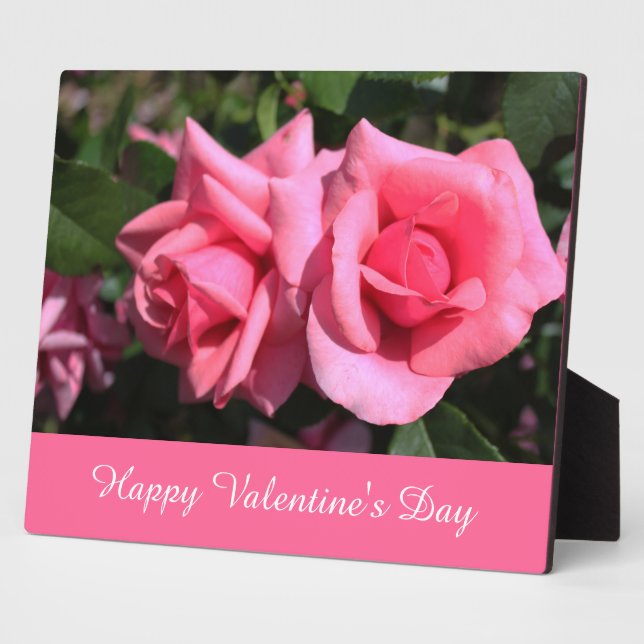 Rosa Rosa Blume glücklich Valentinstag Fotoplatte (Seite)