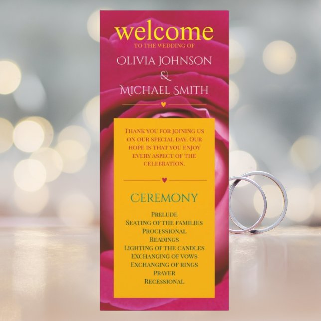 Rosa Rosa Blume Hochzeitsprogramm Programm (Von Creator hochgeladen)