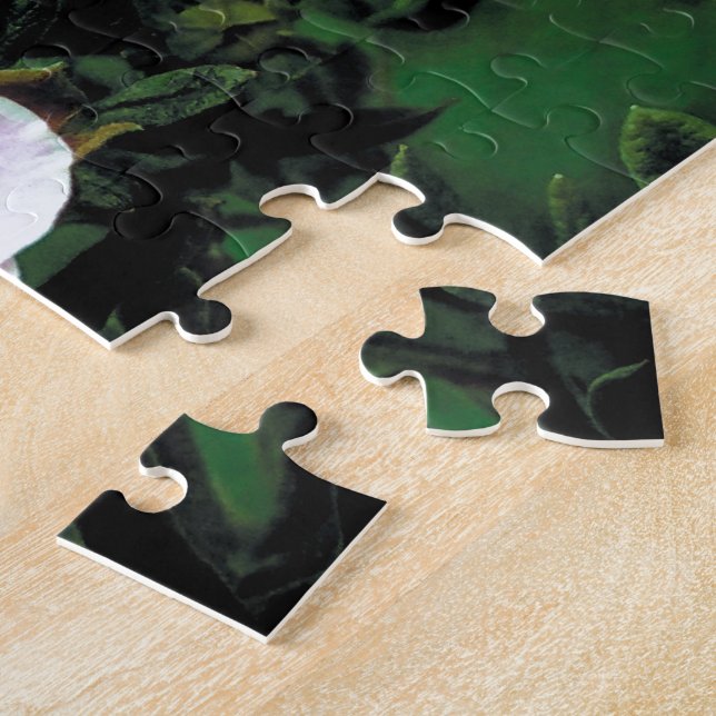 Rosa Rosa-Blume in grün, elegant Puzzle (Seite)