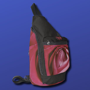 Rosa Rosa Blume, Monogramm, Beutel Crossbody Bag