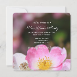 Rosa-Rosa-Blume Neujahrsfest Party Einladung